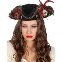 Coppens Piratenhoed luxe zwart/rood gestreept | Maat One Size