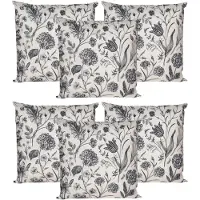 Anna's Collection Sierkussen voor binnen en buiten - 6x - vintage flowers - creme wit - 45 x 45 cm - tuinkussen
