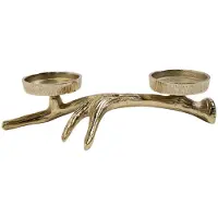 Mars & More Waxinelicht -theelicht Standaard gewei 2 goud 7,5x28x17cm