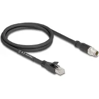 DeLOCK M12-kabel, X-gecodeerd, 8-polige stekker naar RJ45-stekker, Cat.5e, S/FTP, flexibel, 1 meter, zwart