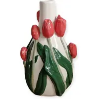 DK Design Daan Kromhout - Vaas - Bloemenvaas - Tulpen - Dutch - 14x13x22 - Keramiek - Donker roze
