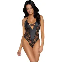 Cottelli Party - body met bloemenprint - zwart - XL