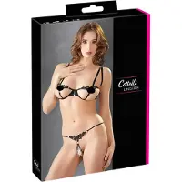 Cottelli – Beha Set met String Minimalistische Uitstraling voor Erotische Belangstelling – Maat S - Zwart