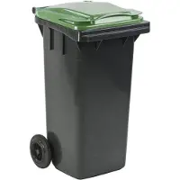 ESE Mini Container - 120 liter Grijs - Kliko Afval Container 120liter - Afvalbak 120l - Groen deksel
