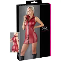 Cottelli Party - glanzende, mouwloze minijurk met ritssluiting (rood)