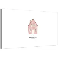 MuchoWow Aluminium schilderij 160x80 cm - Wanddecoratie metaal - Huisje - Roze - Quote - Moeder - Metalen muurdecoratie woonkamer - Decoratie industrieel - Foto op dibond - Industriële accessoires slaapkamer