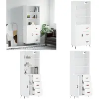 vidaXL Hoge kast 69,5x34x180 cm bewerkt hout wit - Hoge Kast - Hoge Kasten - Dressoir - Buffetkast