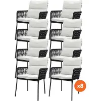 Van der Garde Tuinmeubelen Set van 8 - Teresa dining tuinstoel Rope - Black