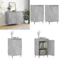 vidaXL Dressoirs 2 st 40x35x70 cm bewerkt hout betongrijs - Dressoir - Dressoirs - Kast - Wandkast