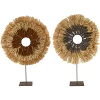 Cozy ibiza Raffia standaard set van 2 stuks