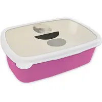 MuchoWow Broodtrommel Roze - Lunchbox Beige - Japandi - Wabi sabi - Brooddoos 18x12x6 cm - Brood lunch box - Broodtrommels voor kinderen en volwassenen