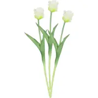Countryfield Kunstbloem tulp Parkiet - 3x - wit - real touch - levensecht - 40 cm - decoratie bloemen