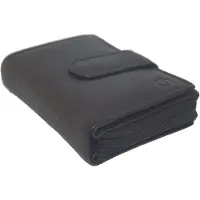 Oi zwarte leren ritsportemonnee met lip / afsluitbare portemonnee met rits voor kleingeld / grote beurs afsluitbaar / RFID safe /zwart / 185