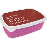 MuchoWow Broodtrommel Roze - Lunchbox Rood - Quote - Liefde - Brooddoos 18x12x6 cm - Brood lunch box - Broodtrommels voor kinderen en volwassenen