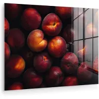 MuchoWow Glasschilderij 160x120 cm - Schilderij acrylglas - Fruit - Close up - Nectarines - Foto op glas - Muurdecoratie woonkamer - Wanddecoratie slaapkamer - Schilderijen