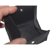 Oi zwart lederen Wiener schachtel portemonneetje met ruimte voor pasje / uitvouwbaar kleingeldbeursje / vierkant muntbakje / zwart leer / 492