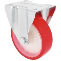 AMIG Bokwiel met bevestigingsplaat verzinkt met rode nylon wiel 125 mm