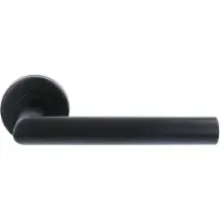 ODShop deurklink Modern haaks op rond rozet mat zwart