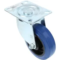 AMIG Zwenkwiel met bevestigingsplaat verzinkt met blauwe nylon wiel Ø100x32mm