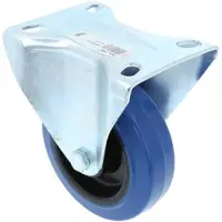 AMIG Bokwiel met bevestigingsplaat verzinkt met blauwe nylon wiel Ø100x32mm