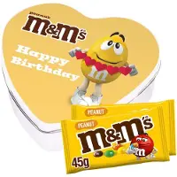 M&M's geschenkdoos hartje 'Happy Birthday' - chocolade met pindasmaak - verjaardagscadeau - 2 zakjes - 90g