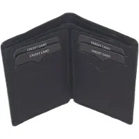 Oi zwart leren Creditcard mapje 4 luik / compact pasjesmapje met ruimte voor biljetten / leren pasjeshouder voor veel pasjes / kleine billfold zonder muntvak / RFID SAFE / zwart leer / 348