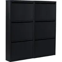 NATURN LIVING Metalen schoenenkast 6 deurs - 108 x 103 x 17 cm - set van 2 - Compacte Schoenenkast - Schoenen Opbergsysteem - Schoenenrek - Kast - Schoenen Opbergen - woondecoratie - Mat zwart
