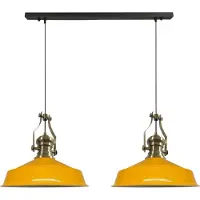 Bamyum Neo-Asletl Hanglamp Eettafel Lamp 2 Vlam Geel Ø40 cm Vintage Eettafel Lamp, Lampenkap Hanglamp