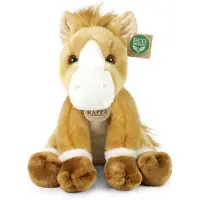 Rappa ECO knuffel paard / pony 30 cm - realistische knuffel van recyclede PET flessen - bruin, wit