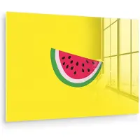 MuchoWow Glasschilderij 180x120 cm - Schilderij acrylglas - Fruit - Watermeloen - Geel - Foto op glas - Muurdecoratie woonkamer - Wanddecoratie slaapkamer - Schilderijen