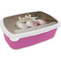 MuchoWow Broodtrommel Roze - Lunchbox Lelies - Eieren - Pasen - Brooddoos 18x12x6 cm - Brood lunch box - Broodtrommels voor kinderen en volwassenen