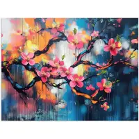 PosterMonkey Poster 40x30 cm - Bloemen - Tak - Artistiek - Roze - Posters - Kamer decoratie - Wanddecoratie woonkamer - Muurdecoratie slaapkamer