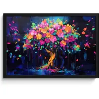 PosterMonkey Poster in lijst - Fotolijst 60x40 cm - Posters - Boom - Bloemen - Magisch - Gekleurde - Posterlijst zwart - Decoratie - Wanddecoratie woonkamer - Muurdecoratie slaapkamer