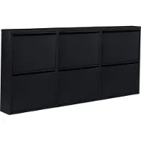 NATURN LIVING Metalen schoenenkast 6 - deurs - set van 3 | 166,5 x 17 x 75 cm | Functionele en compacte schoenenkast voor het stijlvol opbergen van jouw schoenen verzameling | Schoenenrek | Mat zwart
