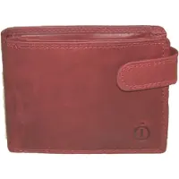 Oi retro rode leren herenportemonnee met lip / klein laag model billfold met klep naar links / compacte herenbeurs afsluitbaar / RFID SAFE / retro rood leer / 565Red NR