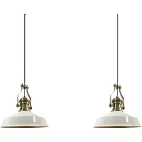Bamyum Neo-Asletl Hanglamp Eettafel Lamp 2 Vlam Wit Ø40 cm Vintage Eettafel Lamp, Lampenkap Hanglamp