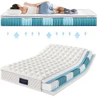 Merax 7-Zone Pocketvering Matras met Kaltschaum - Oeko-Tex Getest - H3 Stevigheid - 140x200 cm - 25 cm Hoogte - 100 Nachten Proefperiode