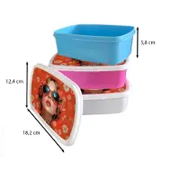 MuchoWow Broodtrommel Wit - Lunchbox Vrouw - Kleurrijk - Dierenprint - Bloemen - Brooddoos 18x12x6 cm - Brood lunch box - Broodtrommels voor kinderen en volwassenen