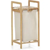 Lumaland bamboe wasmand - 33 x 33 x 73 cm - houtkleurig/beige