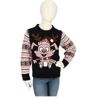 Apollo Kersttrui kinderen - Gebreid - Roze/blauw - Maat 128/134 - kersttrui kind - kersttrui jongens - kersttrui meisjes - kerst trui kinderen
