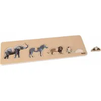Nienhuis MONTESSORI Kinderpuzzel Wilde Dieren - Houten speelgoed - Houten puzzel - Educatief speelgoed - Houten dieren speelgoed - 5 stukjes - Vanaf 2 jaar
