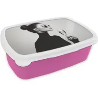 MuchoWow Broodtrommel Roze - Lunchbox Vrouw - Champagne - Modern - Brooddoos 18x12x6 cm - Brood lunch box - Broodtrommels voor kinderen en volwassenen