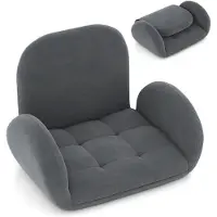 Costway Vloerstoel met verstelbare rugleuning en armleuningen, opvouwbare ligbank, vloerstoel met gevoerde zitting, meditatiestoel, relaxstoel om te spelen, lezen en te mediteren, grijs