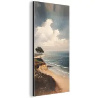 MuchoWow Aluminium schilderij 40x80 cm - Wanddecoratie metaal - Klif - Zee - Boom - Metalen muurdecoratie woonkamer - Decoratie industrieel - Foto op dibond - Industriële accessoires slaapkamer