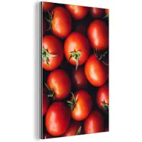 MuchoWow Aluminium schilderij 100x150 cm - Wanddecoratie metaal - Groente - Rood - Tomaten - Metalen muurdecoratie woonkamer - Decoratie industrieel - Foto op dibond - Industriële accessoires slaapkamer
