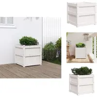 vidaXL Plantenbak 50x50x50 cm massief grenenhout wit