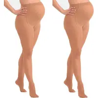Mamsy - 2-Pack Comfortabele Sheer Zwangerschapspanty 20den - Cognac - XL