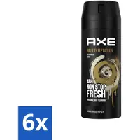 Axe - Deodorant Bodyspray - 48hrs Non Stop Fresh - Gold Temptation - Gold Amber - 150 ml - Voordeelverpakking - 6 stuks