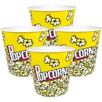 Concorde Popcorn bak - 4x - geel/wit - kunststof - D21 cm - 4.7 liter - herbruikbaar