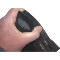 Oi zwarte leren originele combibeurs / platte billfold portemonnee met klappertje / ouderwets knijpportemonneetje met ruimte pasjes en biljetten / Anti skimming / zwart leer / 485